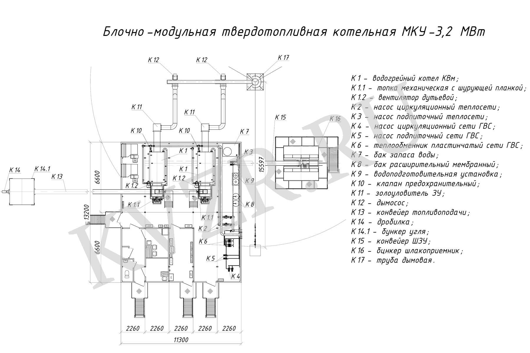 Чертеж котельной модульной 3.3 МВт с ГВС