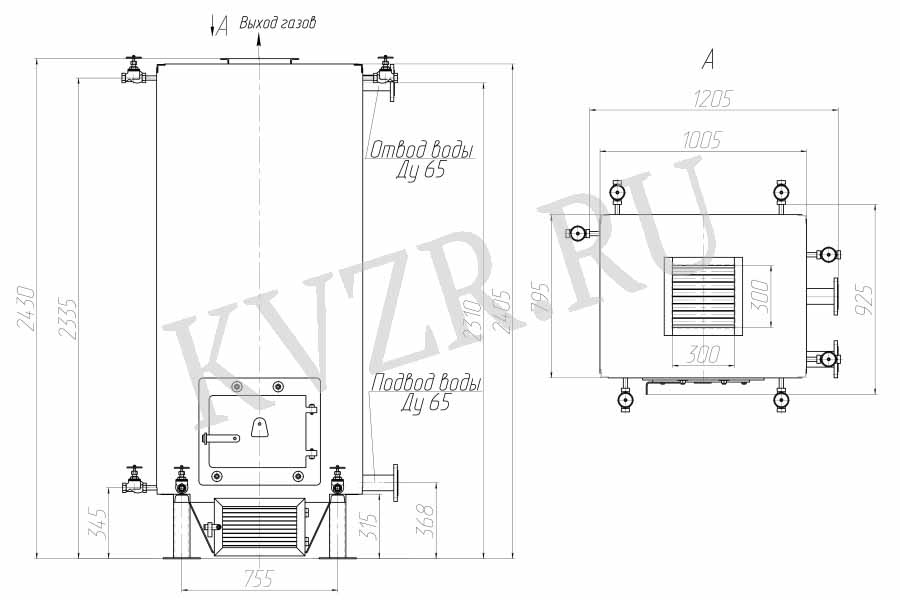 Котел КВр 0.2. Чертеж