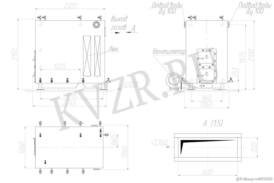 Котел 600 кВт на дровах. Схема