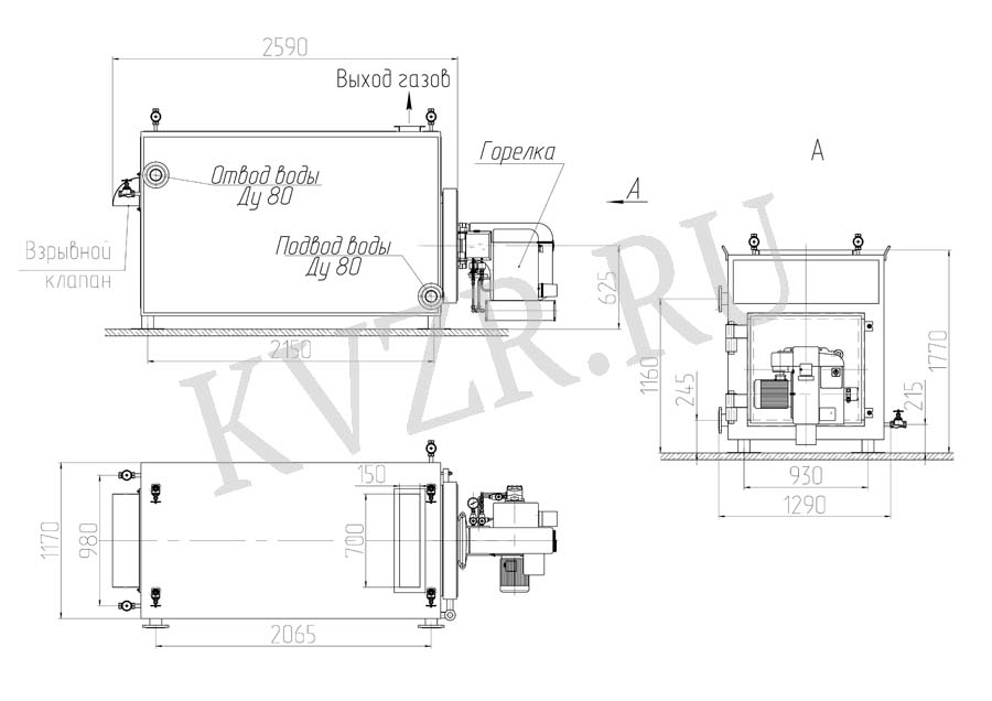 Котел дизельный 630 кВт. Чертеж