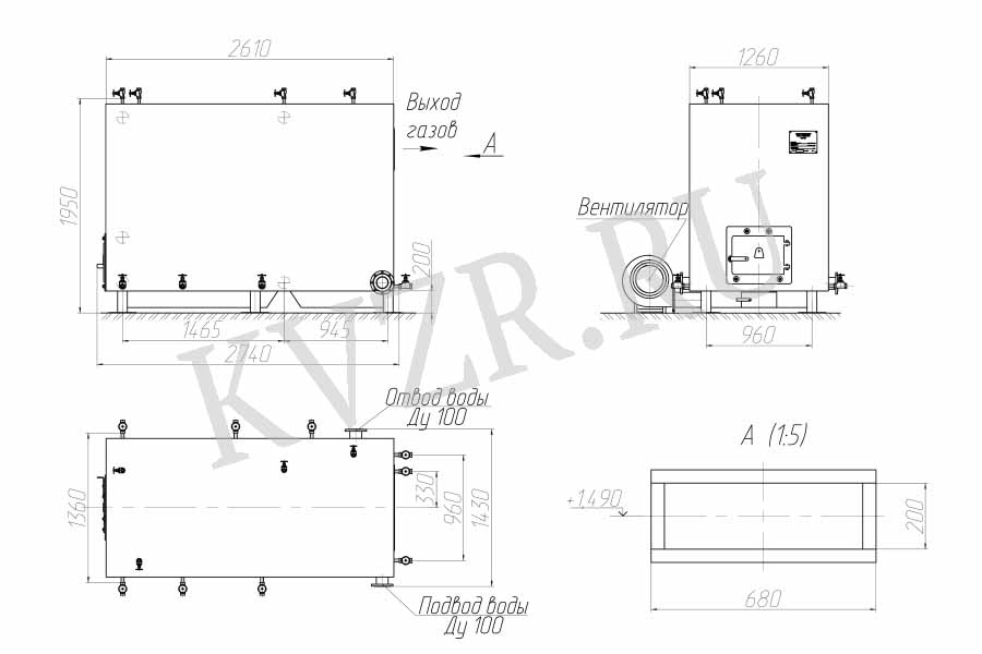 Котел КВр 0.93. Чертеж