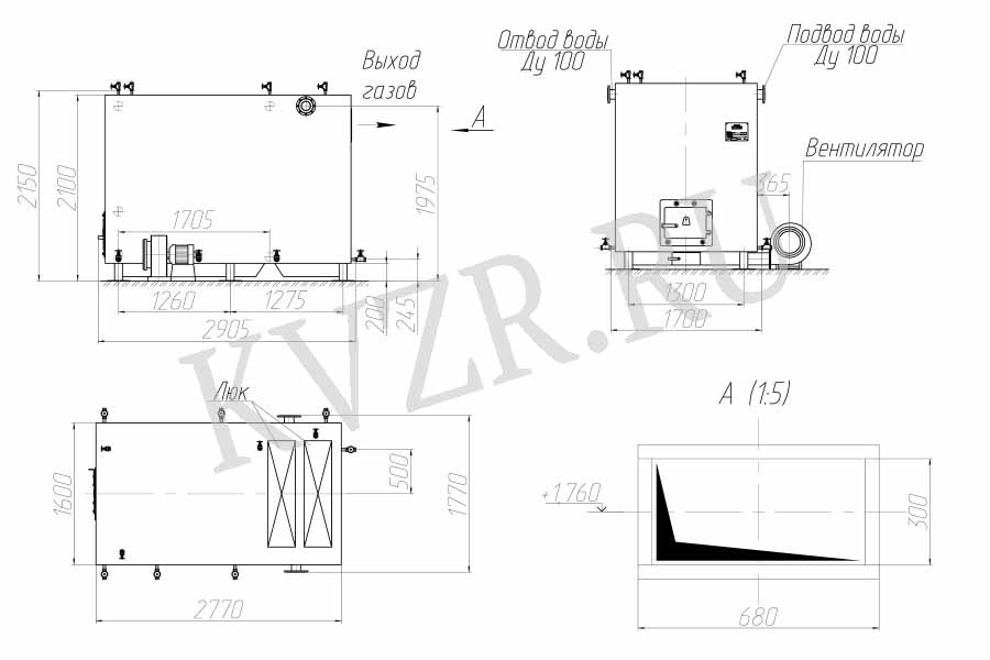 Котел КВр 1.28. Чертеж