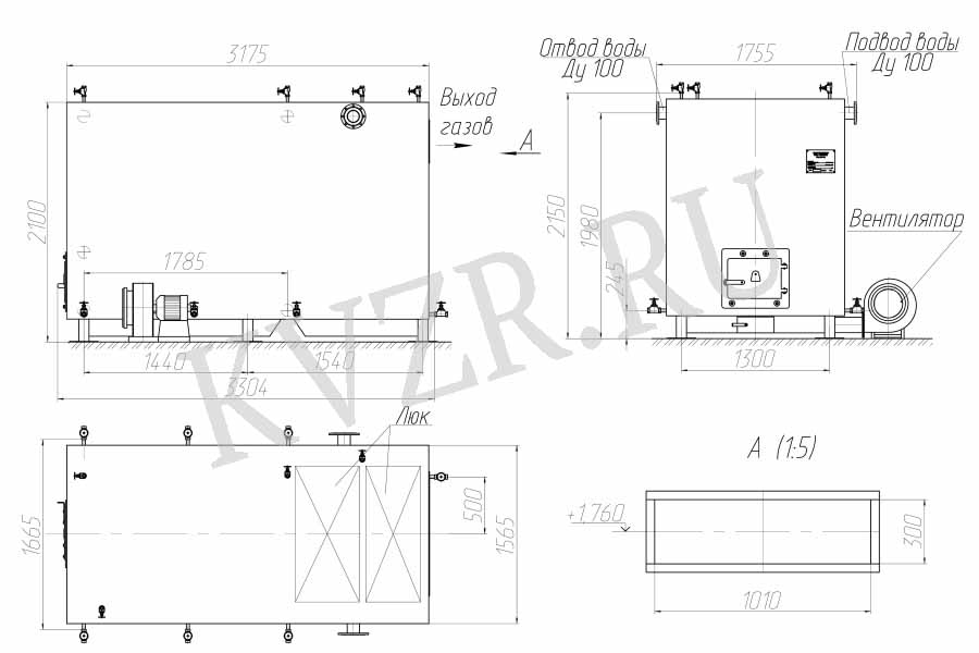 Котел КВр-1.45. Чертеж