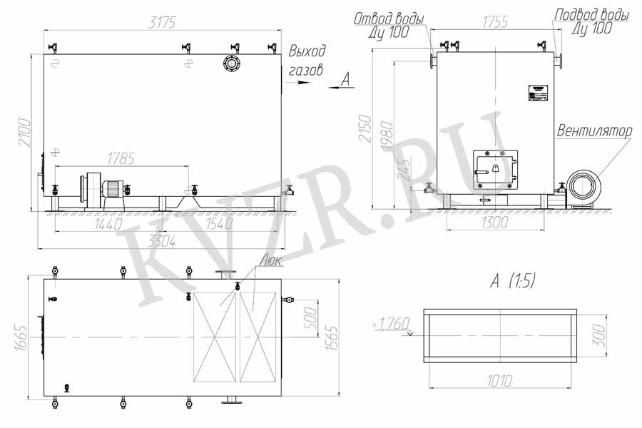Котел КВр 1.4. Чертеж