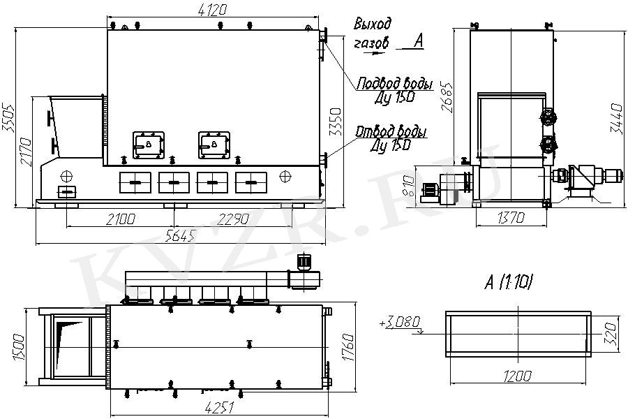 Котел КВ 2,5 с механической топкой ТЛПХ -1,1/3,5. Схема