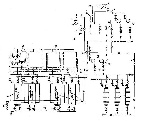 Монтажная схема трубопроводов паровой котельной с котлами КВ